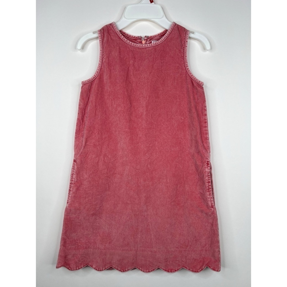 Classic Prep Piper Washed Cord Pink Scallop Dress Shift Dress Lined Girls Size 7